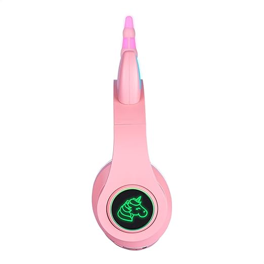 Audifonos de Unicornio con Bluetooth V5.0 Luz RGB Diseño Kawaii Batería Recargable Color Rosa