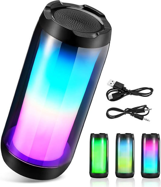 Bocina Bluetooth Portátil, Mini Bocina de RGB, Sonido Estéreo , Altavoz Inalámbrico Bluetooth 5.2 con Modo Estereo