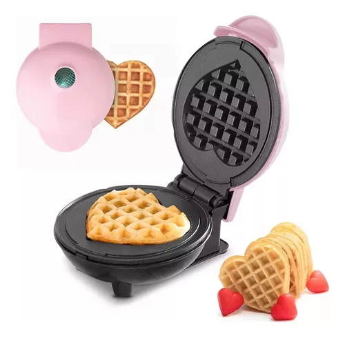 Máquina pequeña para Waffles con forma de Corazón y Antiadherentes.