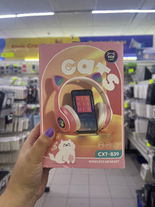 Audífonos Bluetooth Inalámbricos Oreja De Gato, Bluetooth Plegable LED Luces Estéreo de Alta Fidelidad compatible con sistemas iOS, Android, PC, Niños y Niñas - Ditecmex